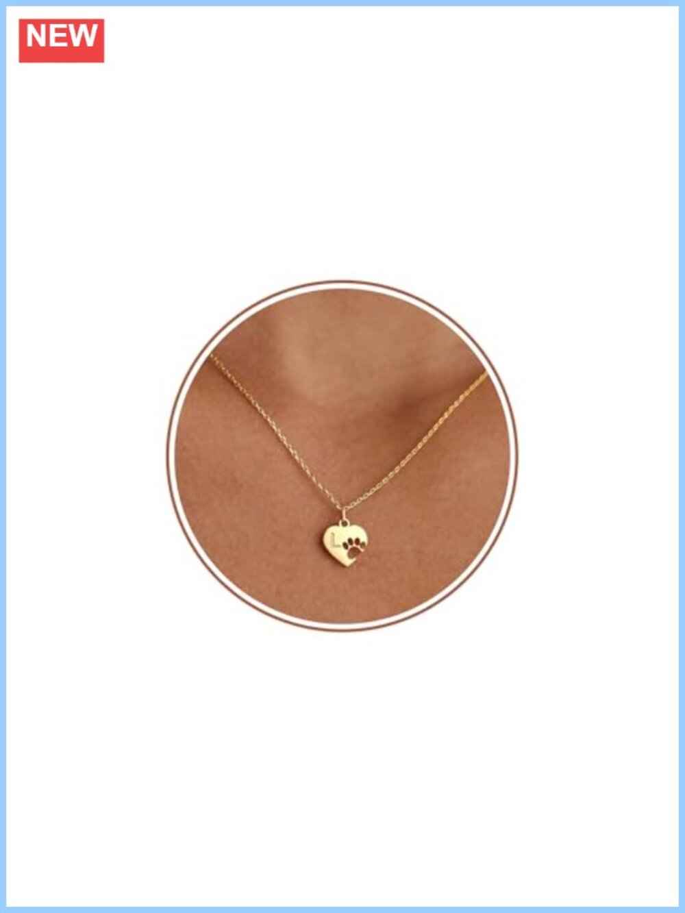 Dog Mom Memorial Necklace with Paw Print, 14k Gold Plated Initial Pendant